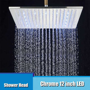 LED Rainfall Shower Head LED Top Over Sprayer Heads Rainfall Shower-Rain Shower Heads-Index Bath-Chrome Head 12-Index Bath