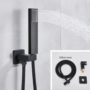 Rain Waterfall Shower Head With 3-way Thermostatic Mixer Tap-Rain Shower Heads-Index Bath-Brushed Gold-Index Bath