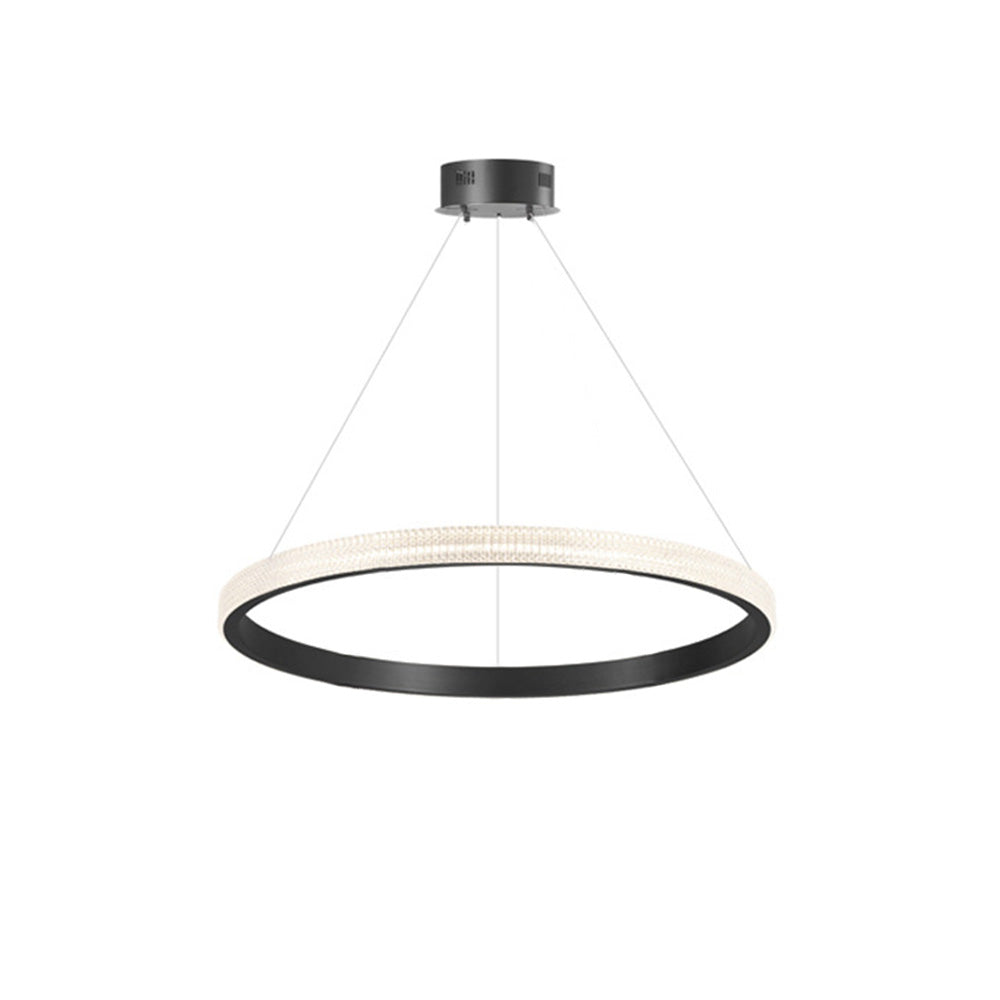 Suspension Anneau Moderne en Métal et Acrylique, LED Ambiante