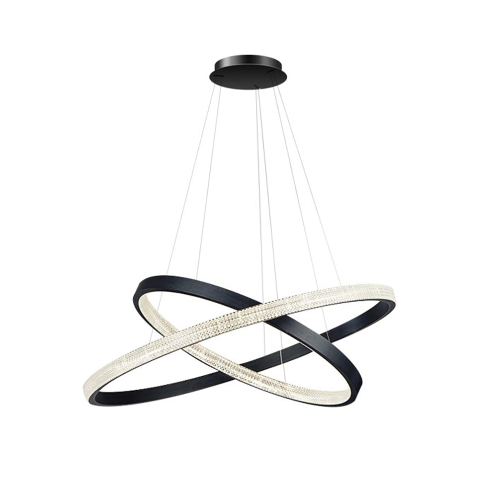 Suspension Anneau Moderne en Métal et Acrylique, LED Ambiante
