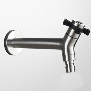 Basin Faucet - Stainless Steel Black Faucets Lengthen Outdoor Garden Faucet