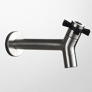 Basin Faucet - Stainless Steel Black Faucets Lengthen Outdoor Garden Faucet