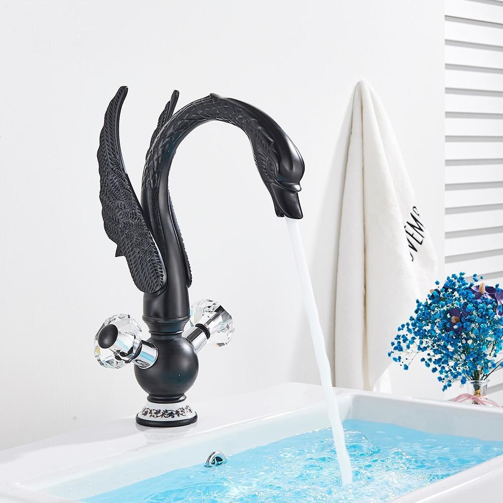 Basin Faucet - Swan Basin Sink Faucet Bathroom Mixer Taps Swan Washbasin Faucets Tap