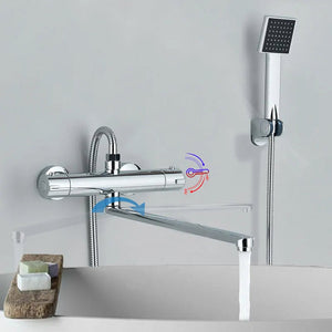 Wall Mounted Bath Faucet Long Spout Bathtub Mixer Faucet With Handheld-Shower Faucet-Index Bath-long spout full set-Index Bath