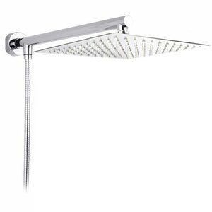 Rain Shower Heads - Wall Mounted Rainfall Ultrathin Showerhead With Shower Arm And Hose