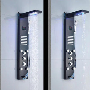 Waterfall Shower Panel Faucet LED Light Body Massage Jets-Shower Faucet-Index Bath