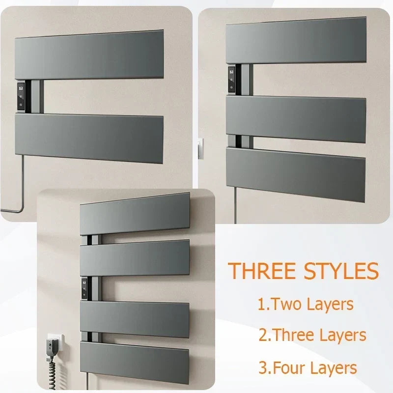Electric Towel Warmer Wall-Mounted Towel Heater with Built-in Timer, Waterproof Aluminum Towel Warmer for Bathroom-Index Bath