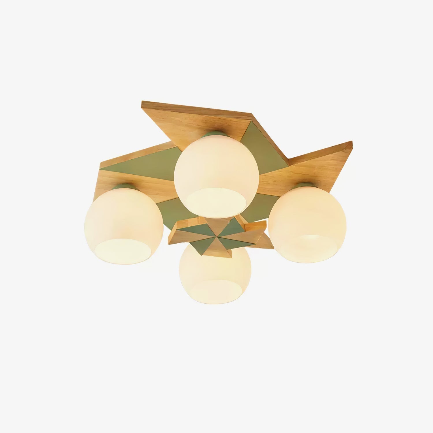 Plafonnier en bois, dimmable avec verre et métal  